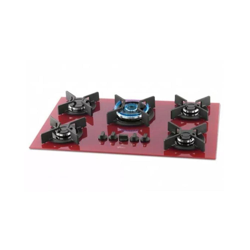Fogão Cooktop Fischer 5Q TC Infinity Gás Mesa Vidro Rouge