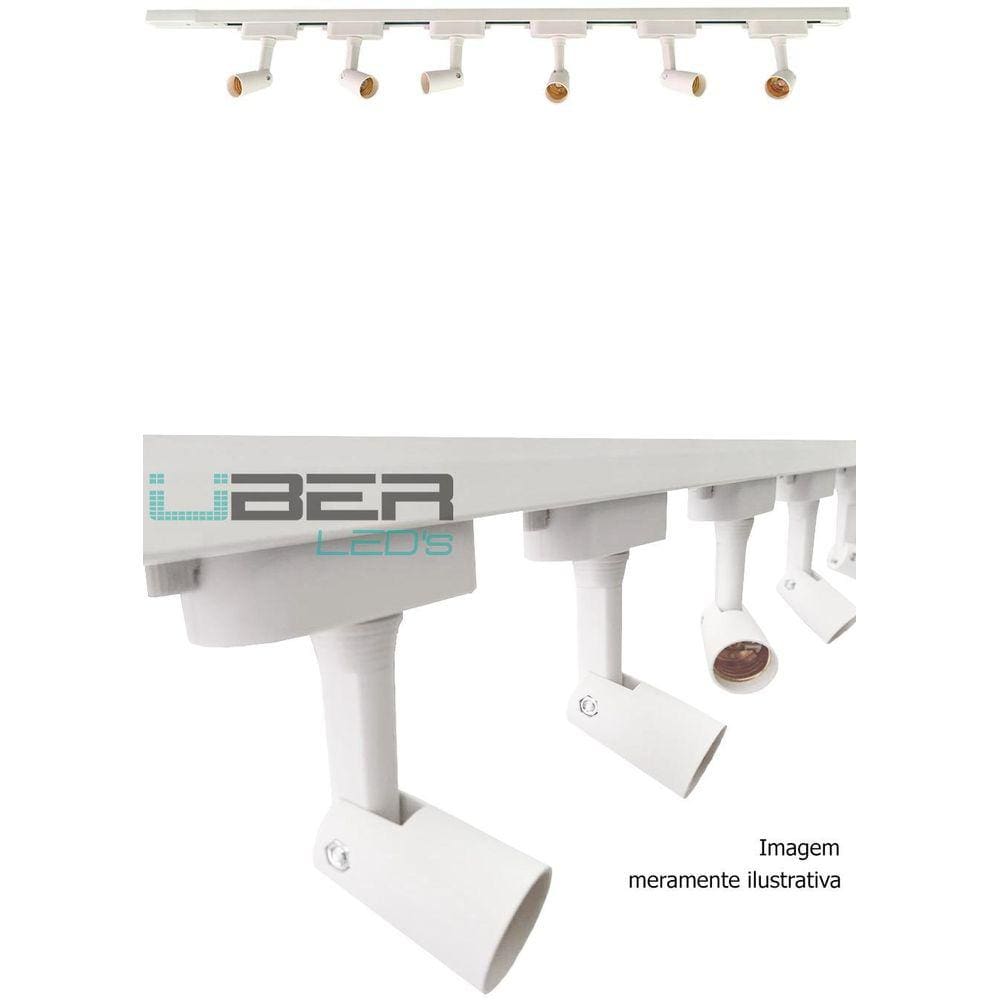Kit Trilho Eletrificado 1M Branco 4 Spots E27 Bulbo Par20