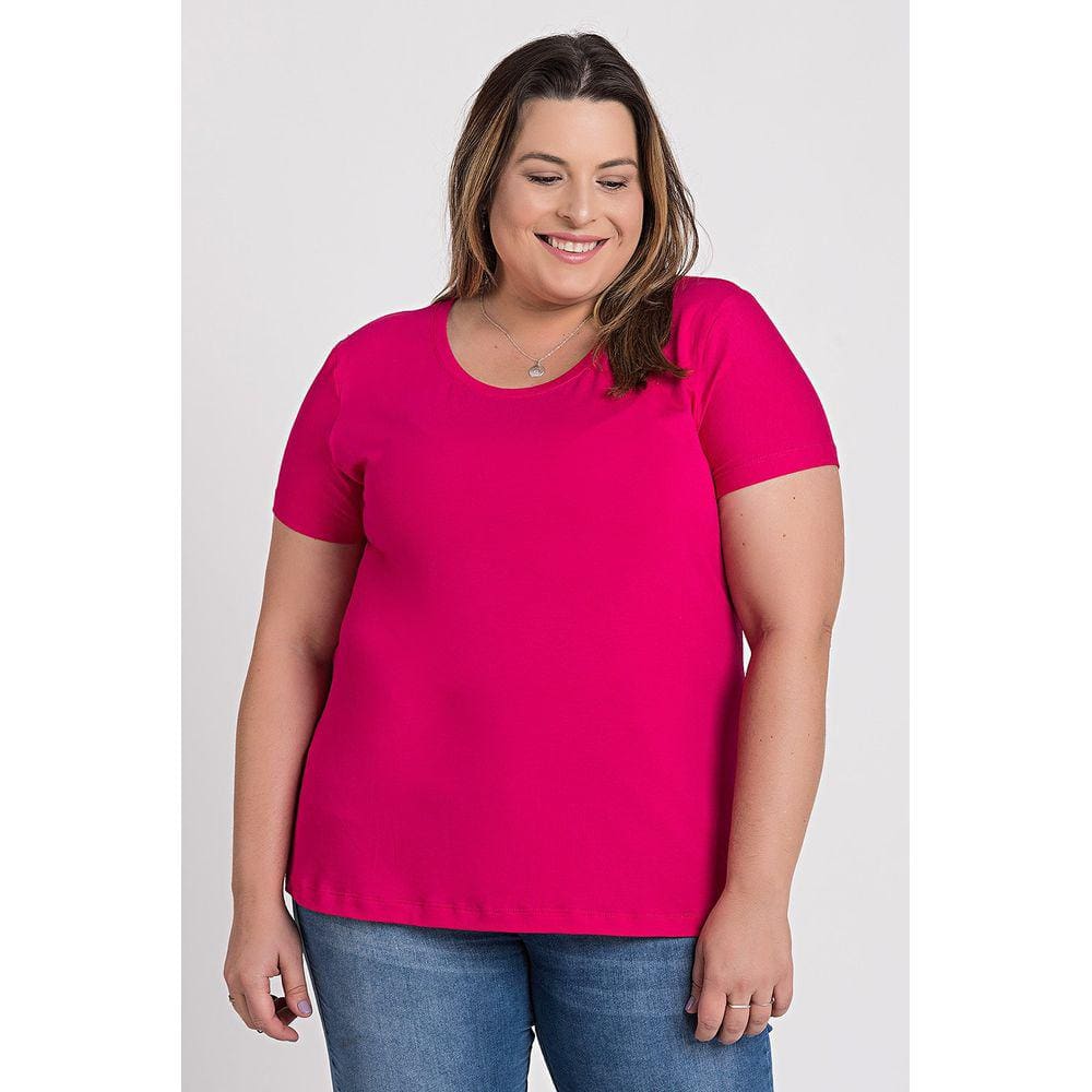 T-shirt Feminina Plus Size Estampada Mon chéri le charme d'une vie -  Cereja Rosa