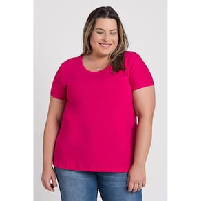 T-shirt Feminina Plus Size Visco Básica Decote Redondo - Serena