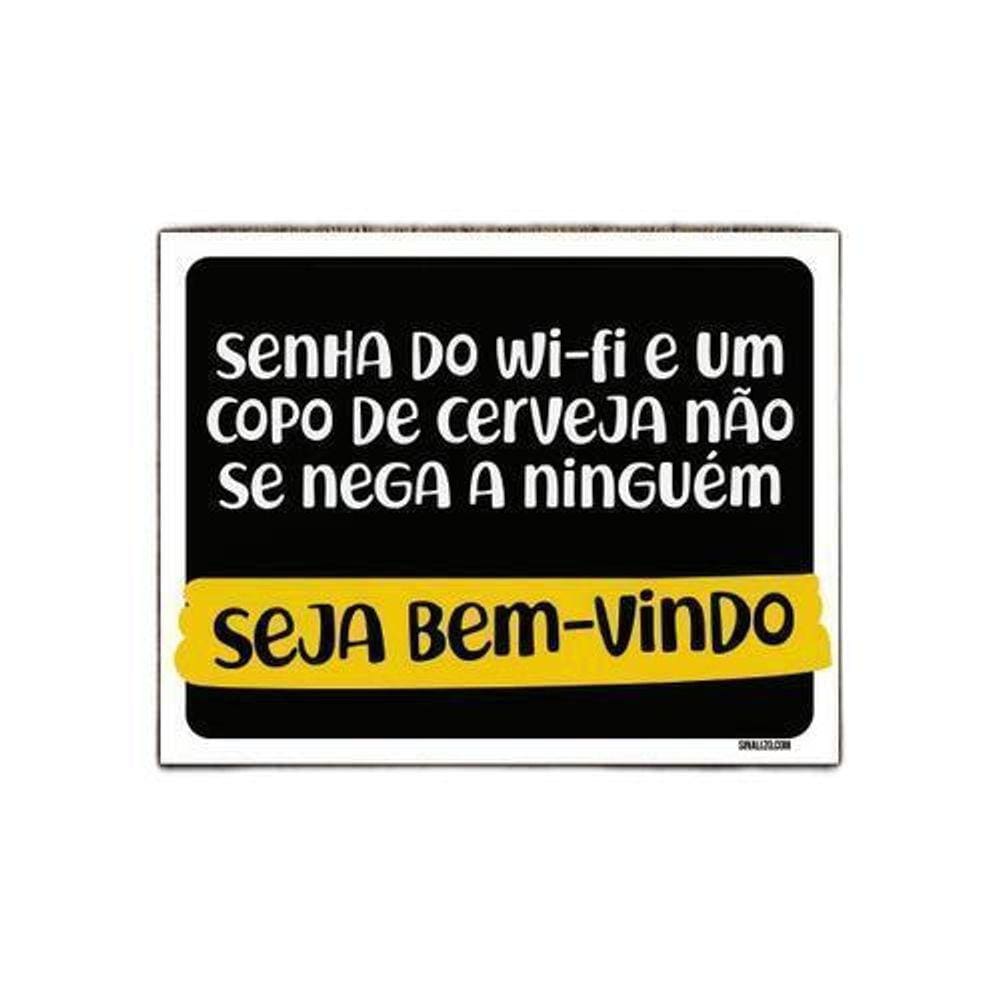Kit 5 Placas Senha Do Wifi Copo Cerveja Bem Vindo