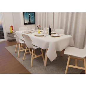 Toalha De Mesa Branca Lisa Retangular 8 Lugares 1,40 X 2,20