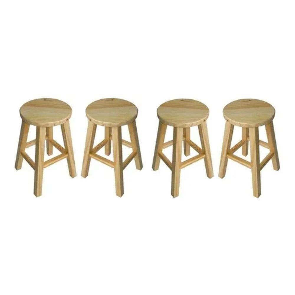 Kit 4 Banquetas Medias Hardman Madeira Natural Assento