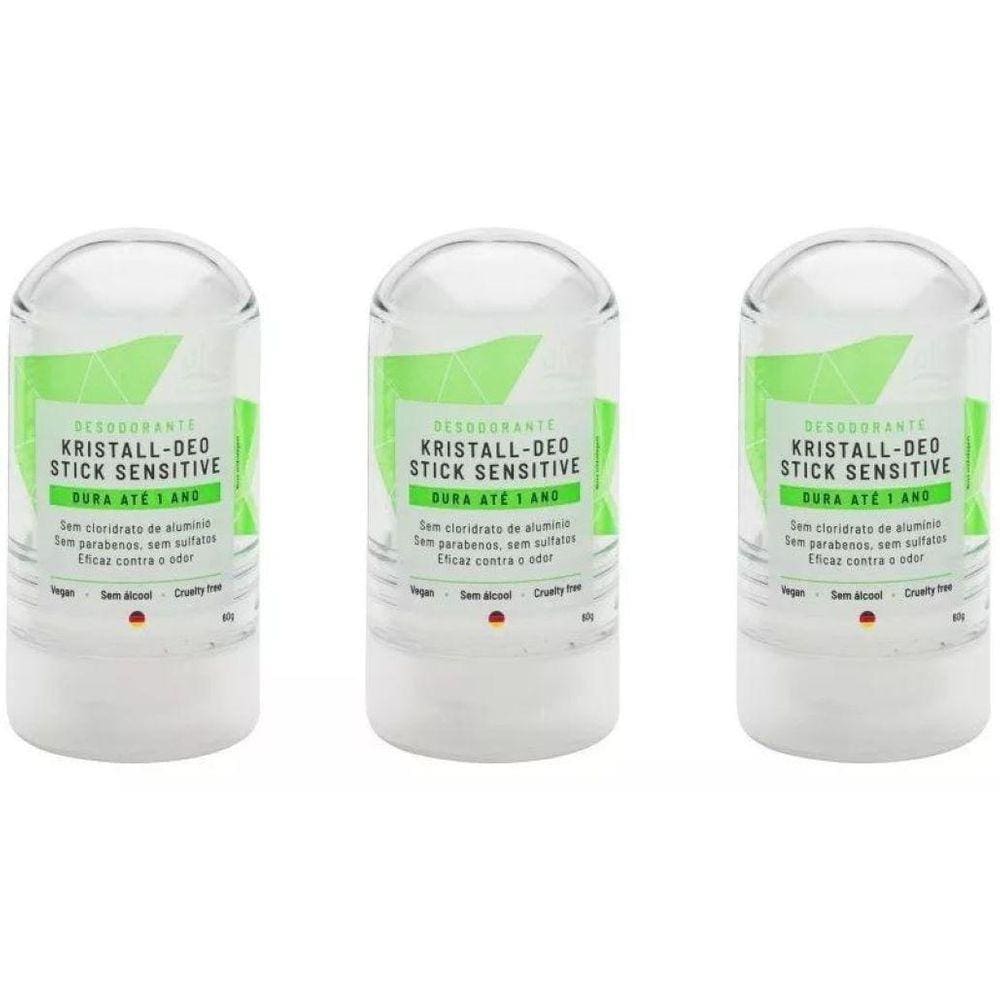 Kit Desodorante Stick Kristall Sensitive - Alva 60G 3 Unids