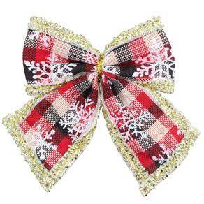 Kit 15 Peças Enfeite árvore Natal Laço Lacinho Xadrez 11cm