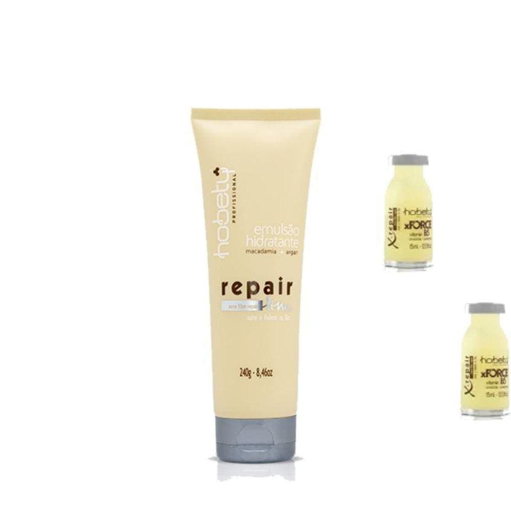 Kit Hobety Emulsão Repair Line + 2 Ampolas Reconstrutoras