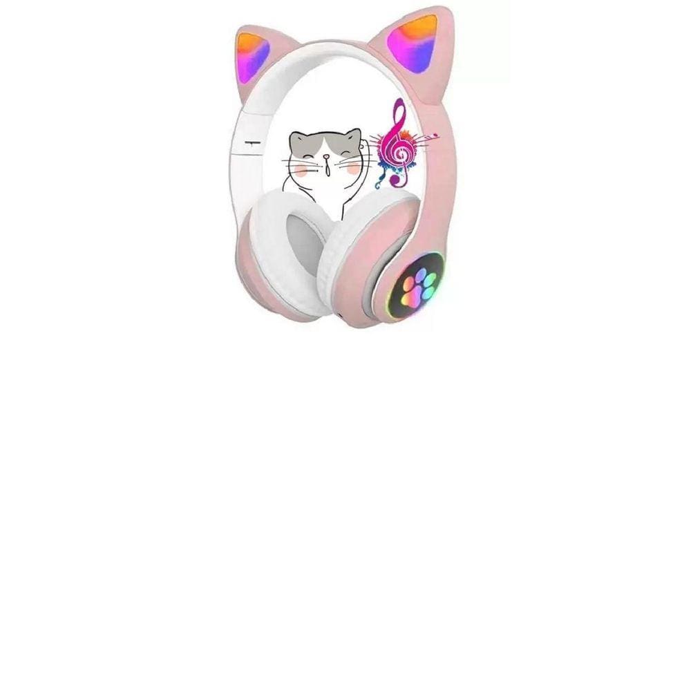 Fones De Ouvido Gatinho Rosa Bluetooth 5.0 Cancela Ruidos