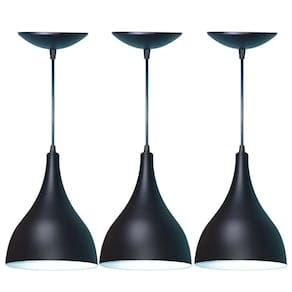 Kit 3 Lustres Pendente Balcão Cozinha Americana -Preta Fosca