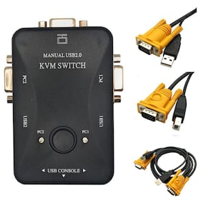 Chaveador Kvm Usb 2.0 Switch 3 Portas Usbb 3 Usba 2 Cabosvga