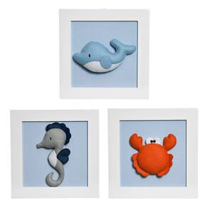 Trio De Quadros Mar Quarto Bebê Infantil Menina Menino