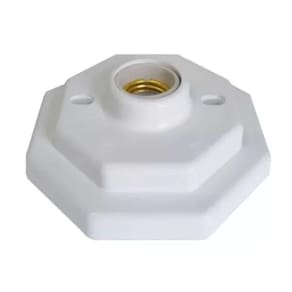 Plafon Soquete Porcelana 1Xe27 Octogonal Branco Optronik