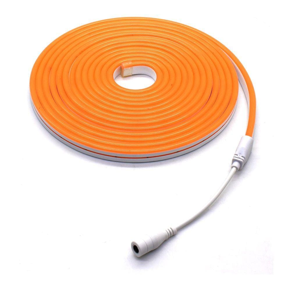 Fita LED Neon Alaranjado Alto Brilho Flexível 12v Bivolt