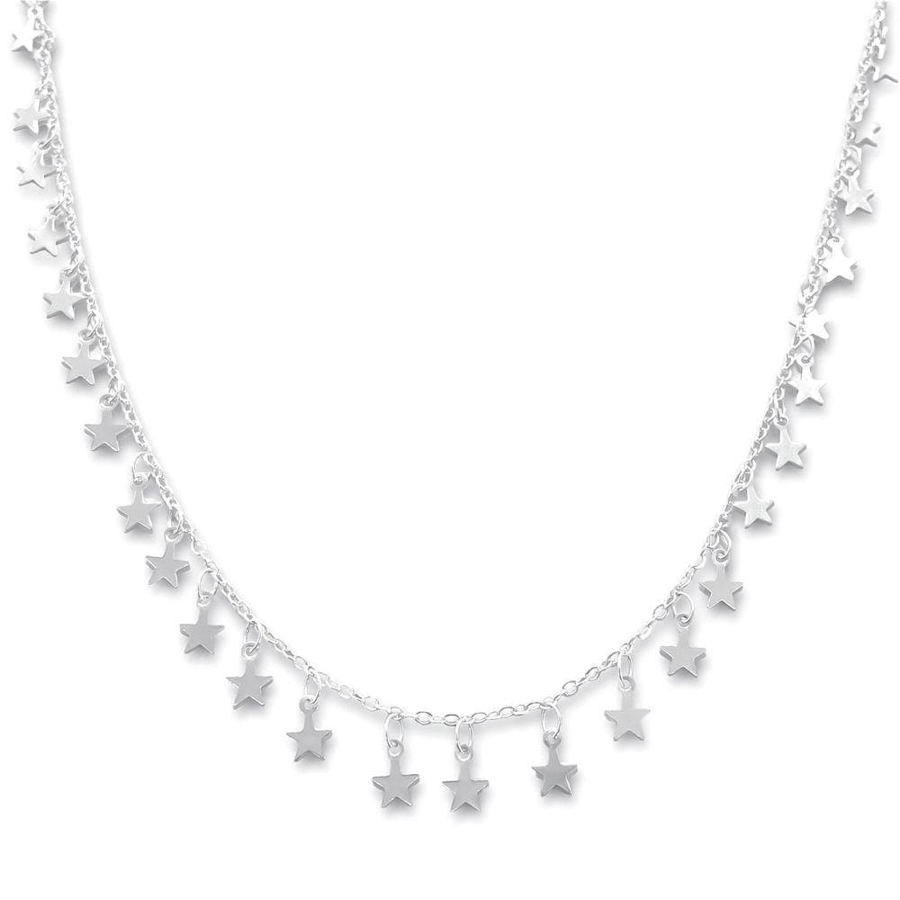 Choker Estrelas Lisas Banhada Prata Semijoia
