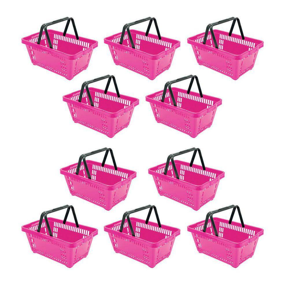 10 Cestos Compras Plástica D100 Cód. 3400 Rosa - Della Plast