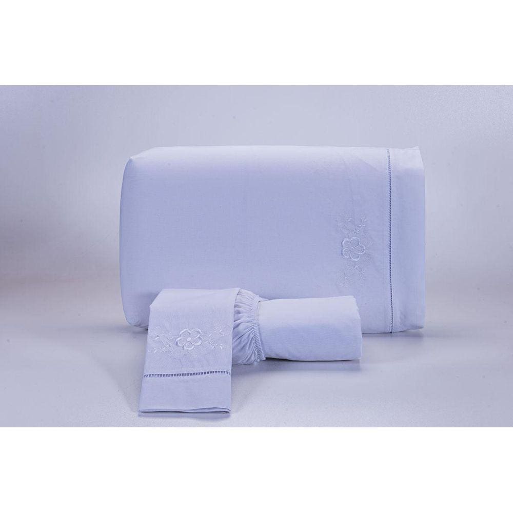 Jogo Lençol Casal Super King Size 3 Peças Branco Algodão