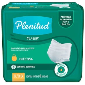 Roupa Íntima Plenitud Classic Tamanho G/XG 8 Unidades