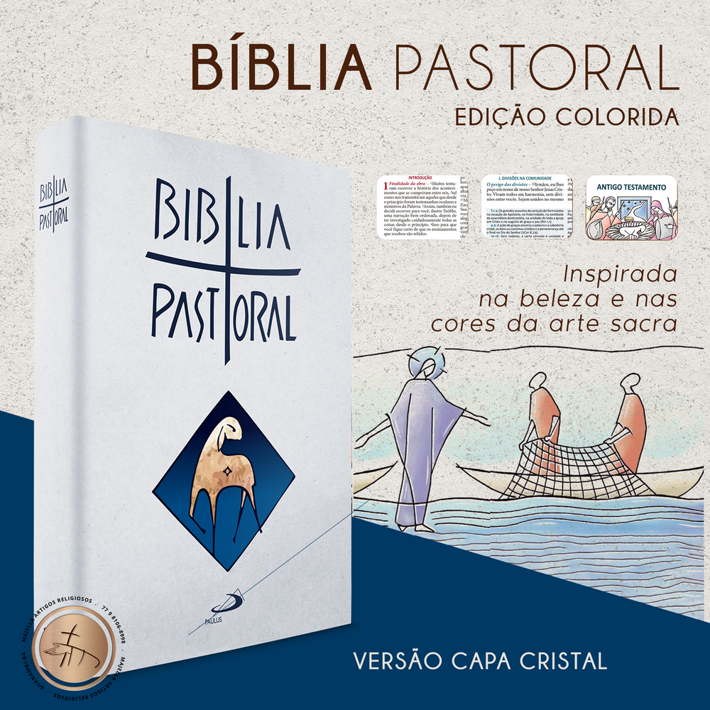 Bíblia Pastoral Colorida Católica Grande capa cristal- Paulus