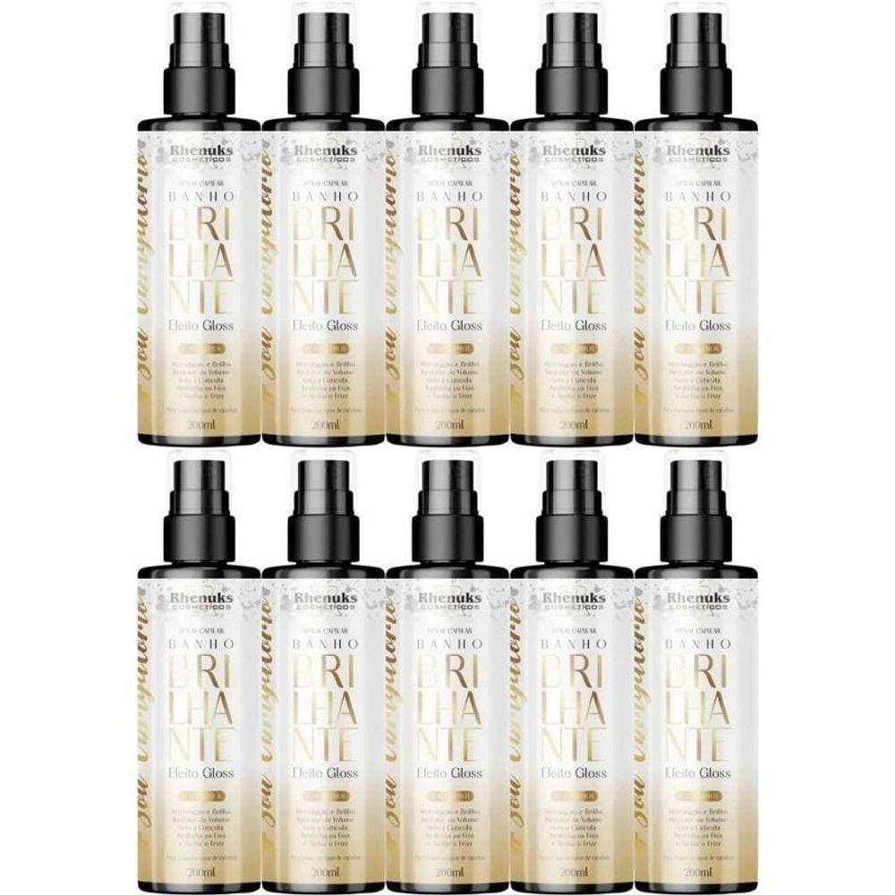 Atacado 10 Spray Capilar Banho Brilhante Efeito Gloss 200Ml