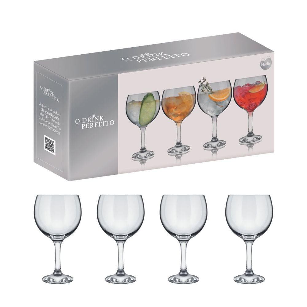 Jogo Taça Gin Vidro Beefeater Tanqueray Bombay 600ml Kit/4