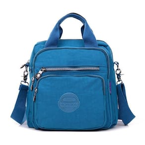 Bolsa Mochila Feminina Nylon Com Alça Removível Azul