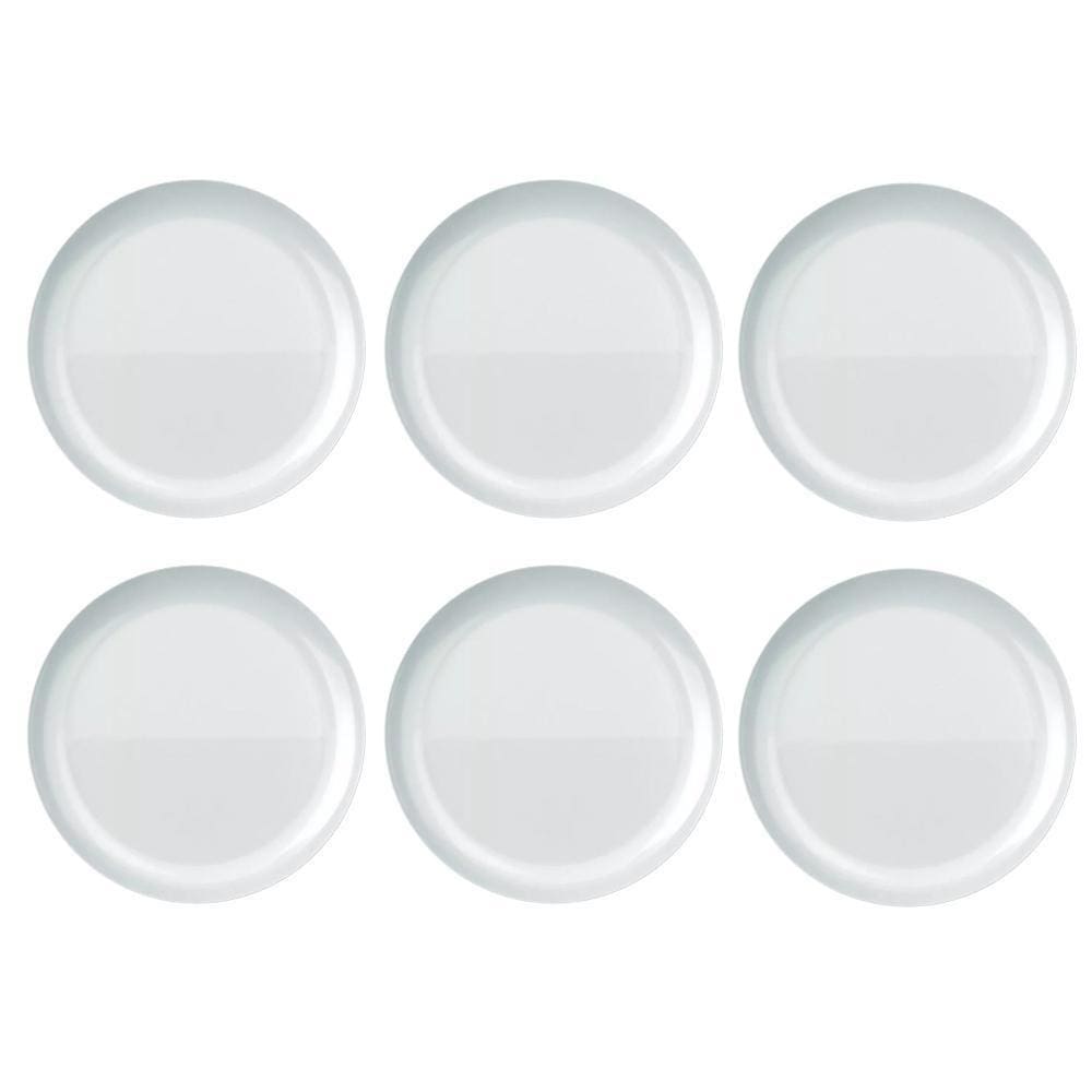 Kit 12 Prato Raso Opaline Blanc Redondo Duralex Vidro Branco