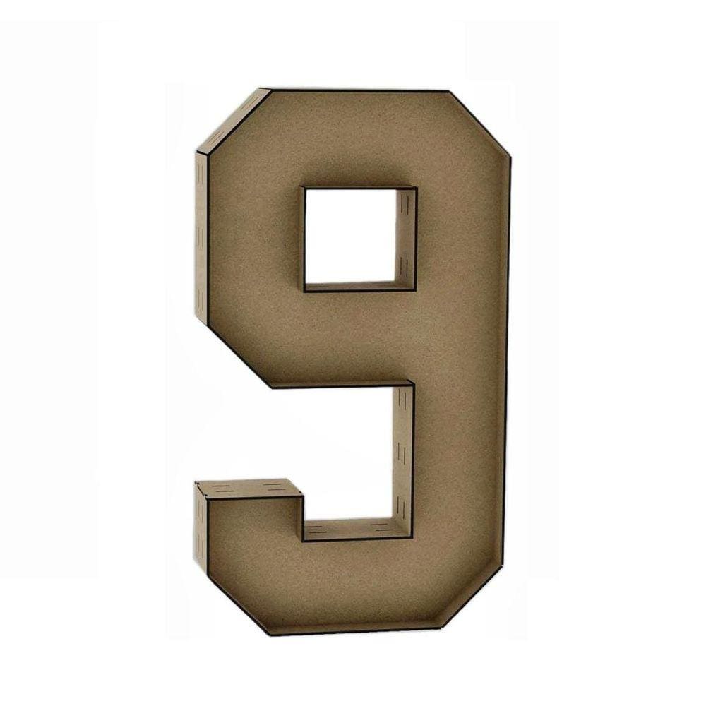 Número 9 Letra Caixa Grande Mdf 90Cm De Altura Decoração