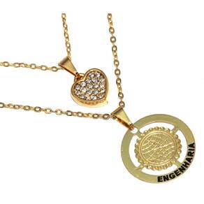 Colar Duplo Minha Profissão Engenharia Folheado Ouro 18k