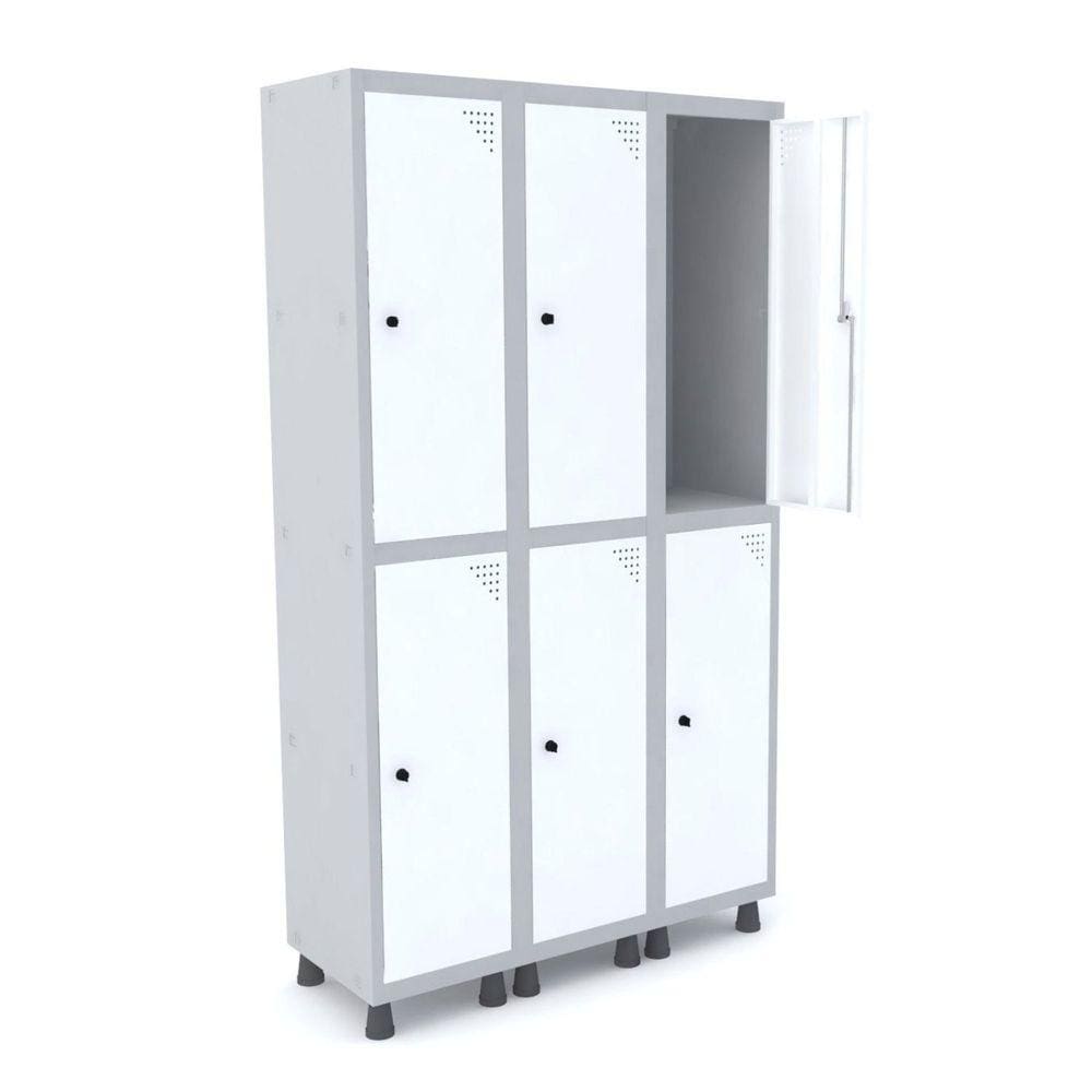 Guarda Volume Roupeiro 6 Portas Aço GRP 503/6 Pandin Móveis Cinza/Branco
