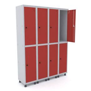 Guarda Volume Roupeiro 8 Portas Aço GRP 504/8 Pandin Móveis Cinza/Vermelho