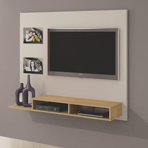 Painel para TV até 46 Polegadas 2 Prateleiras Hades Valdemóveis Off White/Cinamomo