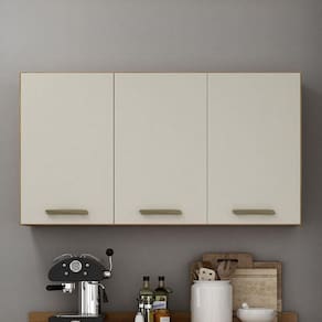 Armário Aéreo 120cm 3 Portas São Luis Valdemóveis Cinamomo/Off White