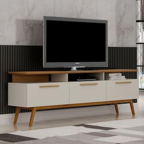 Rack Para TV até 70 Polegadas 3 Porta San Paulo Valdemóveis Off White/Cinamomo