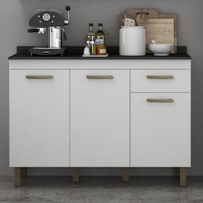 Balcão 120cm 3 Portas 1 Gaveta São Luis Valdemóveis Branco
