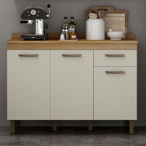 Balcão 120cm 3 Portas 1 Gaveta São Luis Valdemóveis Cinamomo/Off White