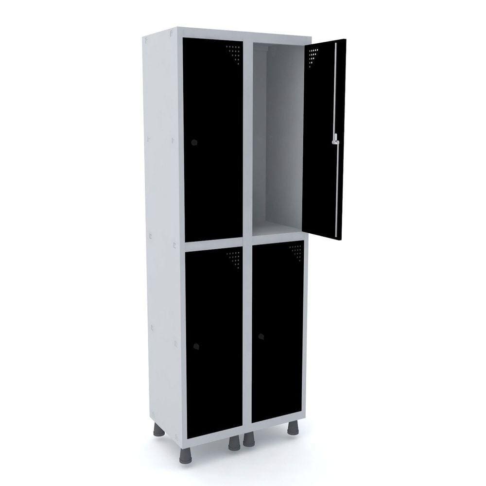 Guarda Volume Roupeiro 4 Portas Aço GRP 502/4 Pandin Móveis Cinza/Preto