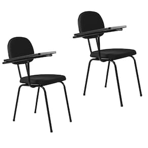 Kit 2 Cadeiras Universitárias Secretária sem Porta Livros T50 Ecoflex Preto