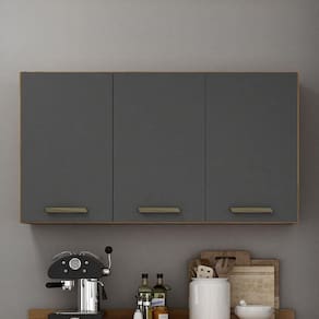 Armário Aéreo 120cm 3 Portas São Luis Valdemóveis Cinamomo/Grafite