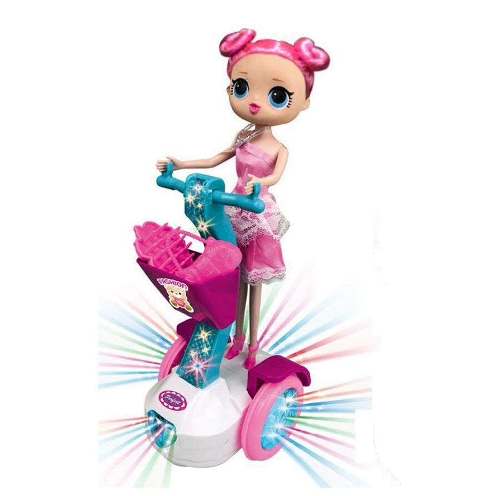 Brinquedo Infantil Boneca Scooter Música Luzes Bate E Volta