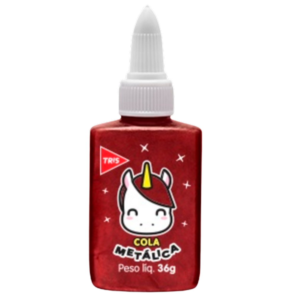 Cola metálica Vermelho Unicórnio 36g Marca Tris