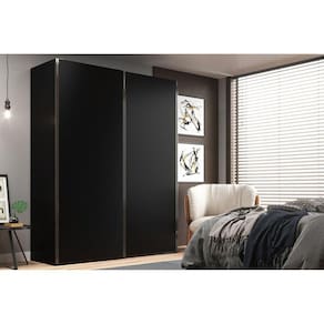 Guarda Roupa Solteiro sem Espelho 2 Portas 3 Gavetas Veneto Preto