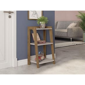 Mesa Lateral Loft 3 Prateleiras Off White/Natture