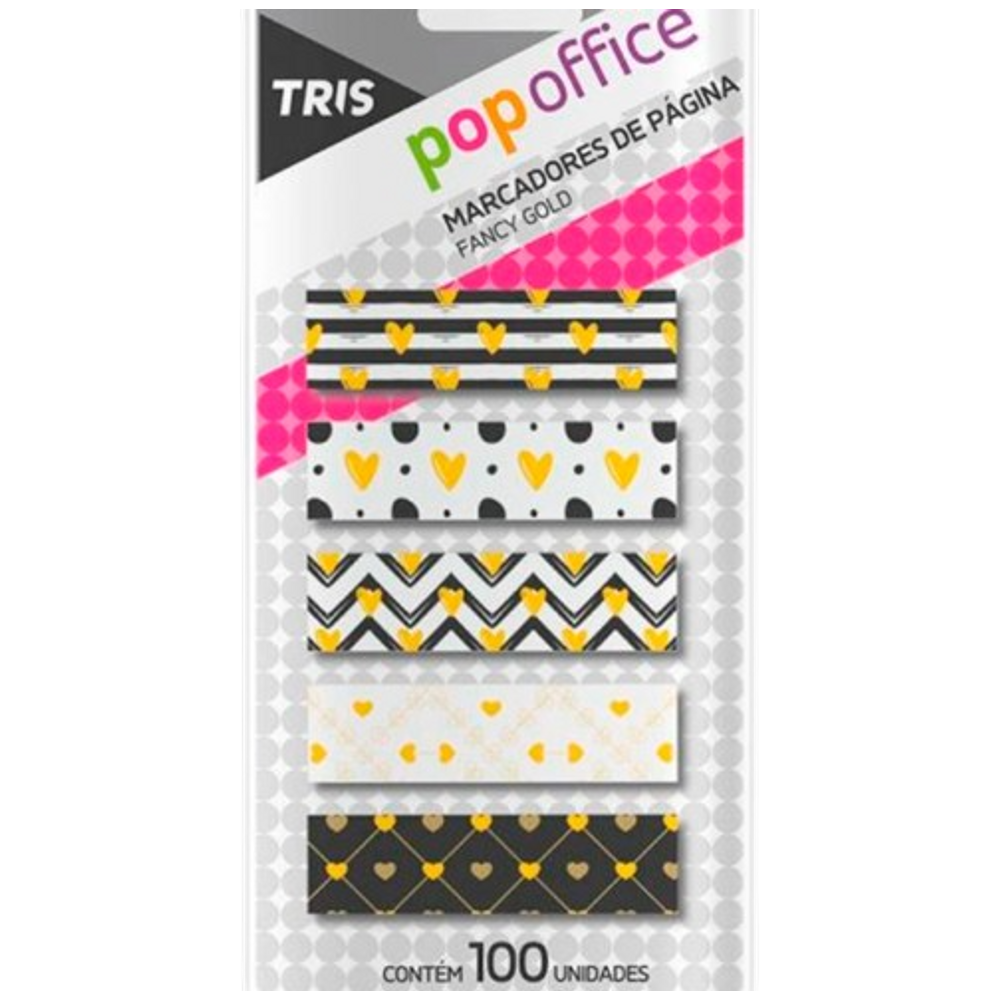 Notas adesivas Marca páginas papel Pop Office Gold Tris Brc