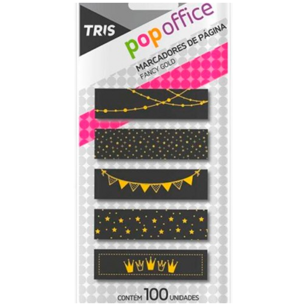 Notas adesivas Marca páginas papel Pop Office Gold Tris Pto2