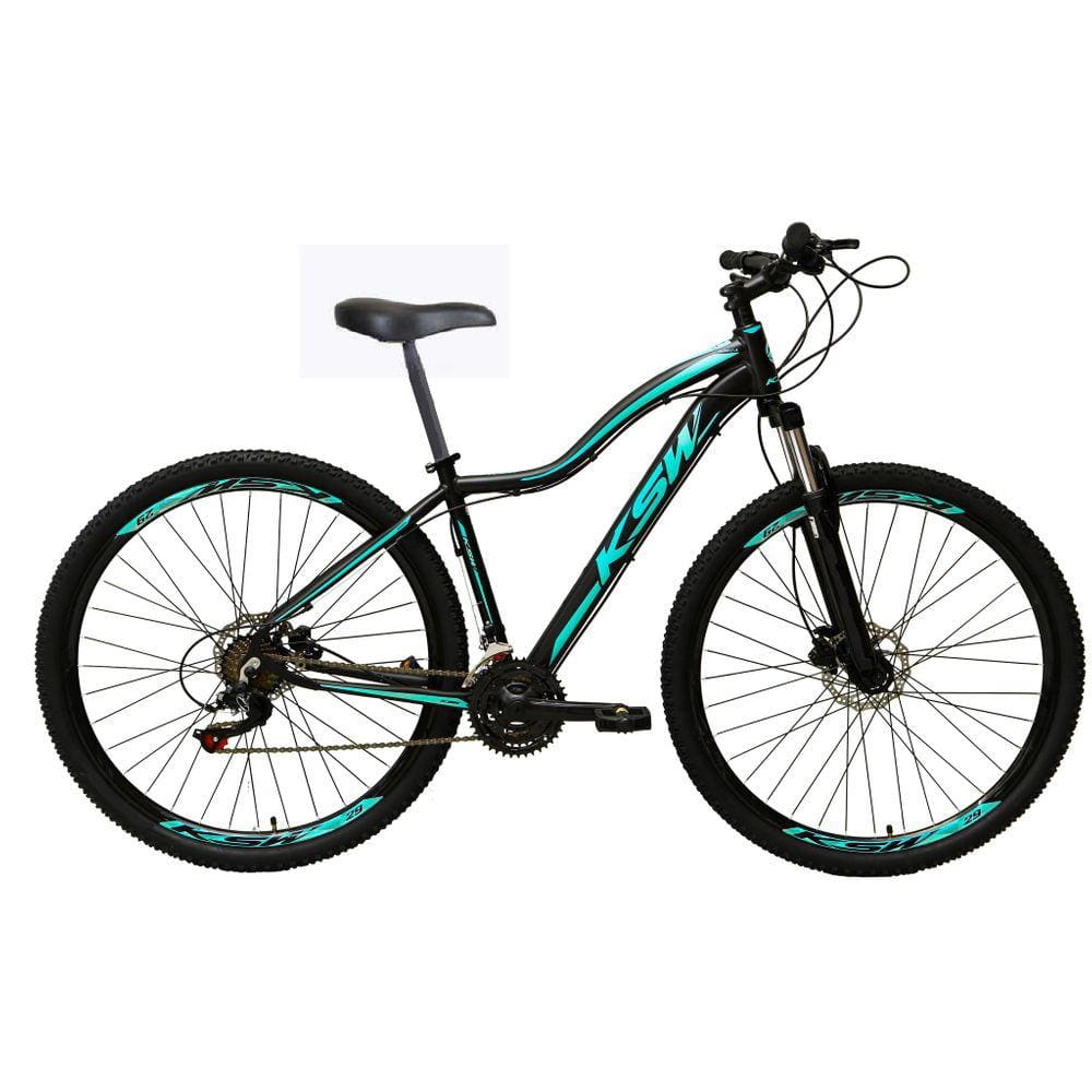 Bicicleta Aro 29 Ksw Mwza Feminina 24v Freio A Disco Suspensão Mountain Bike Alumínio - Preto/Azul
