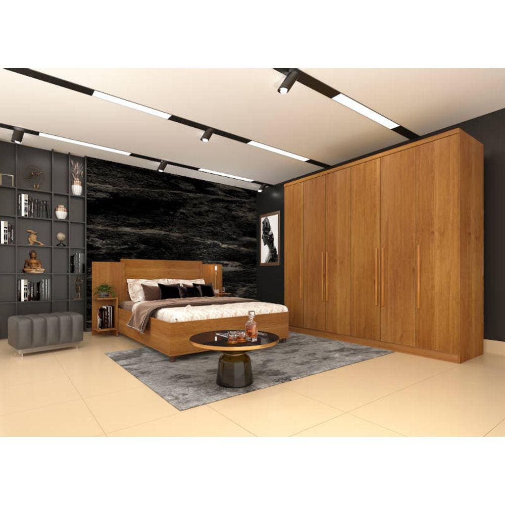 Guarda roupa casal grande 6 portas 2,39m - Veneza-Cinamomo - Tcil Móveis