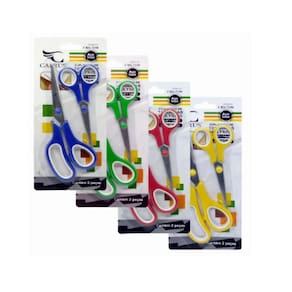 Kit 02 Tesouras de Metal com Pontas Finas e Cabo Plastico - 14cm e 20cm - Coloridas - PANAMI