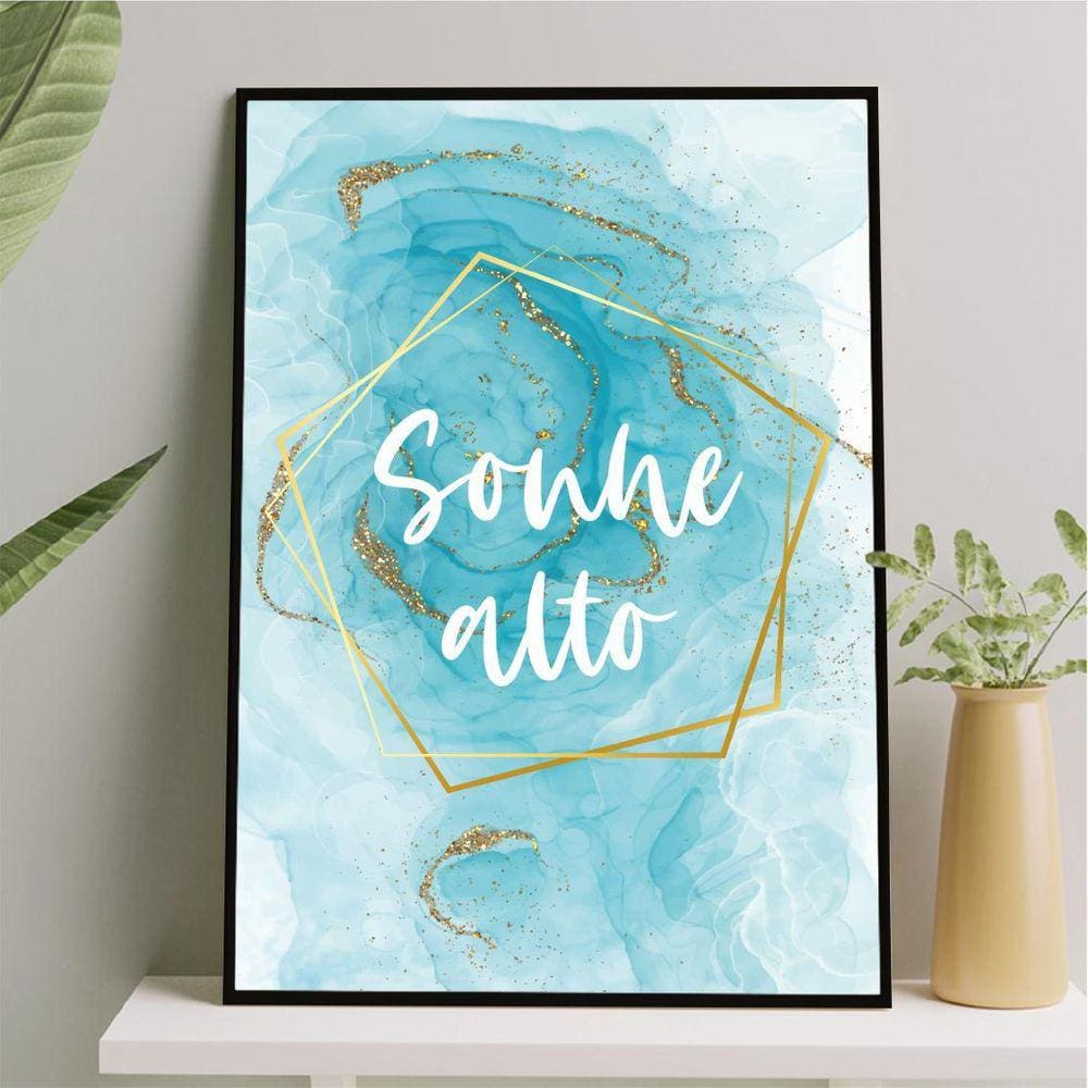 Quadro Sonhe Alto Geométrico 33X24Cm - Com Vidro Preta