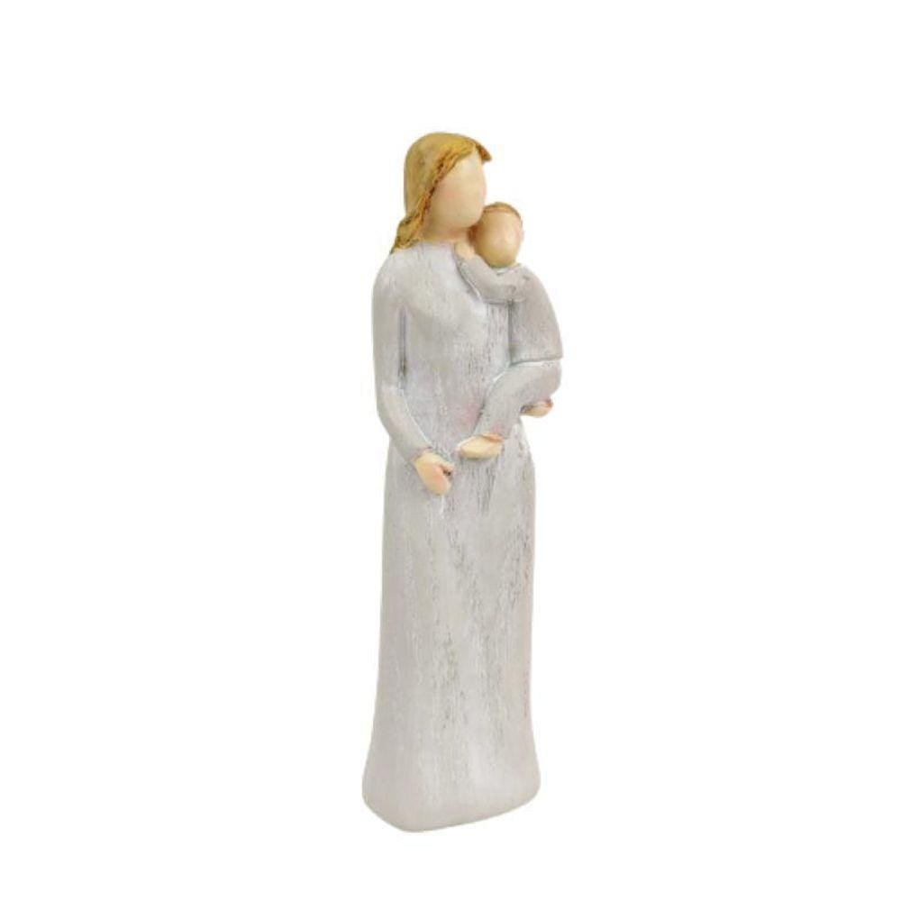 Enfeite Estátua Mãe E Filho 19X7X5Cm Cinza Barroco