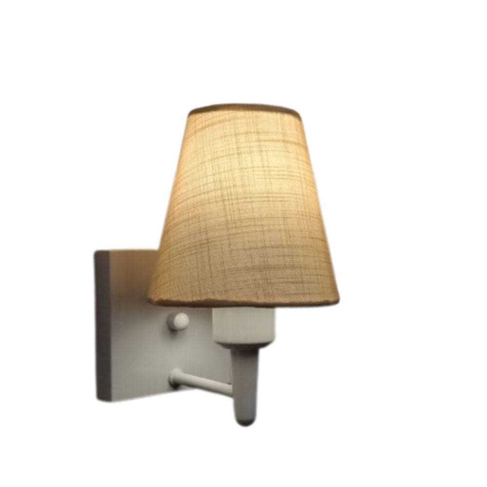 Arandela Quadrada Md-2034 Branco Cúpula Em Tecido Cone Palha