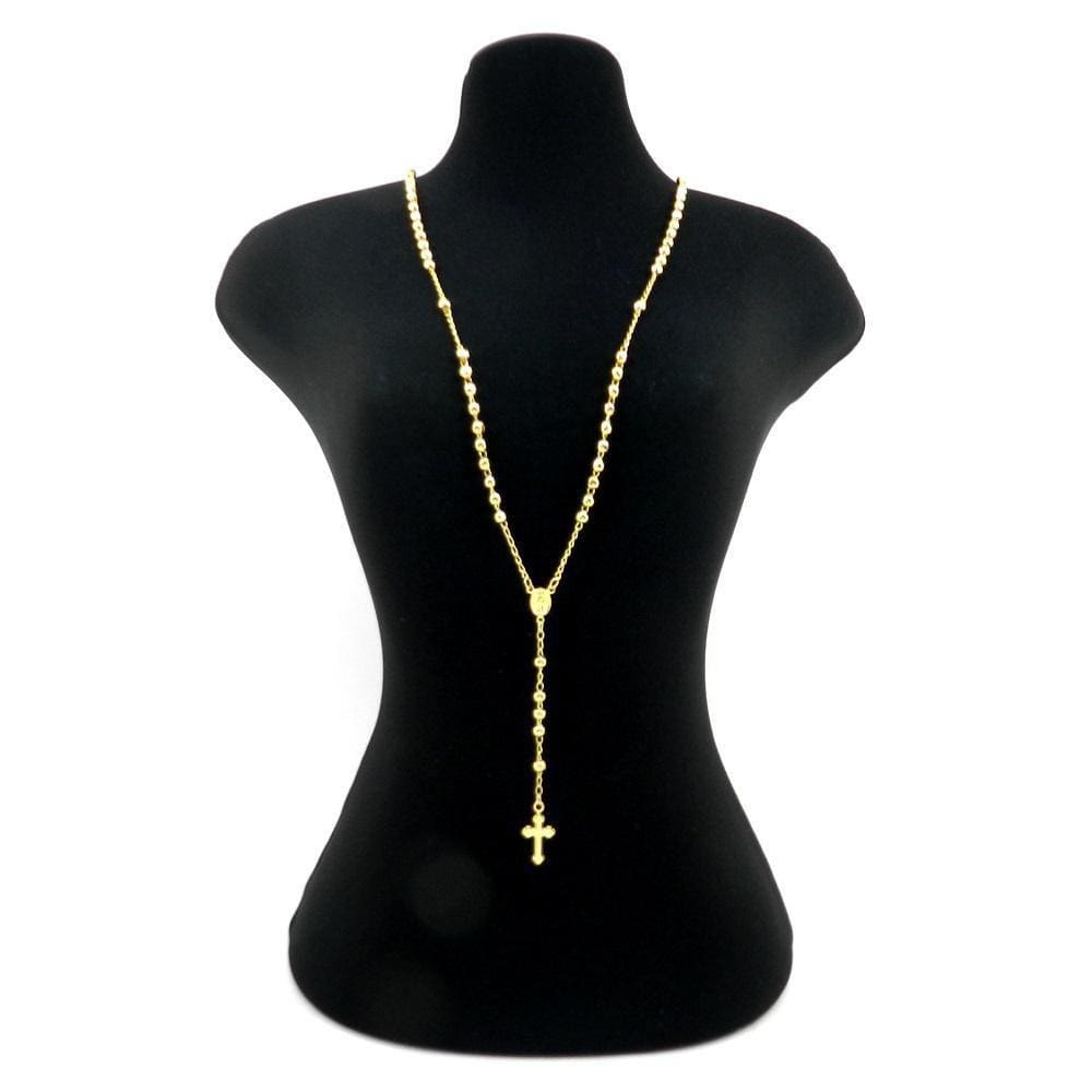 Terço Masculino 70Cm 3,5Mm Largura Folheado Ouro Gg103B